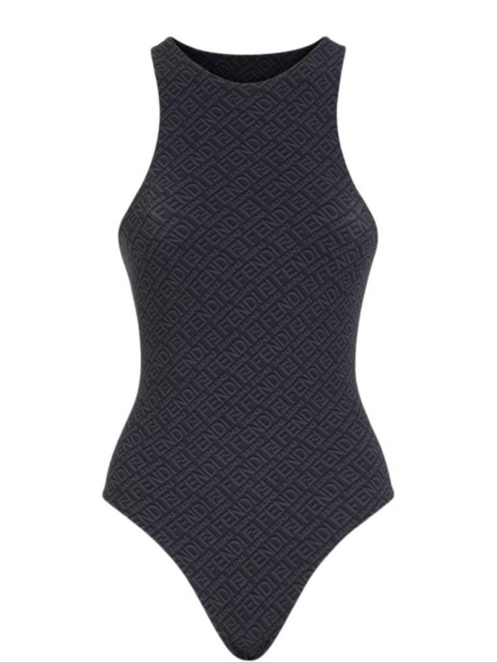 Fendi SKIMS Black Logo-Embossed Bodysuit